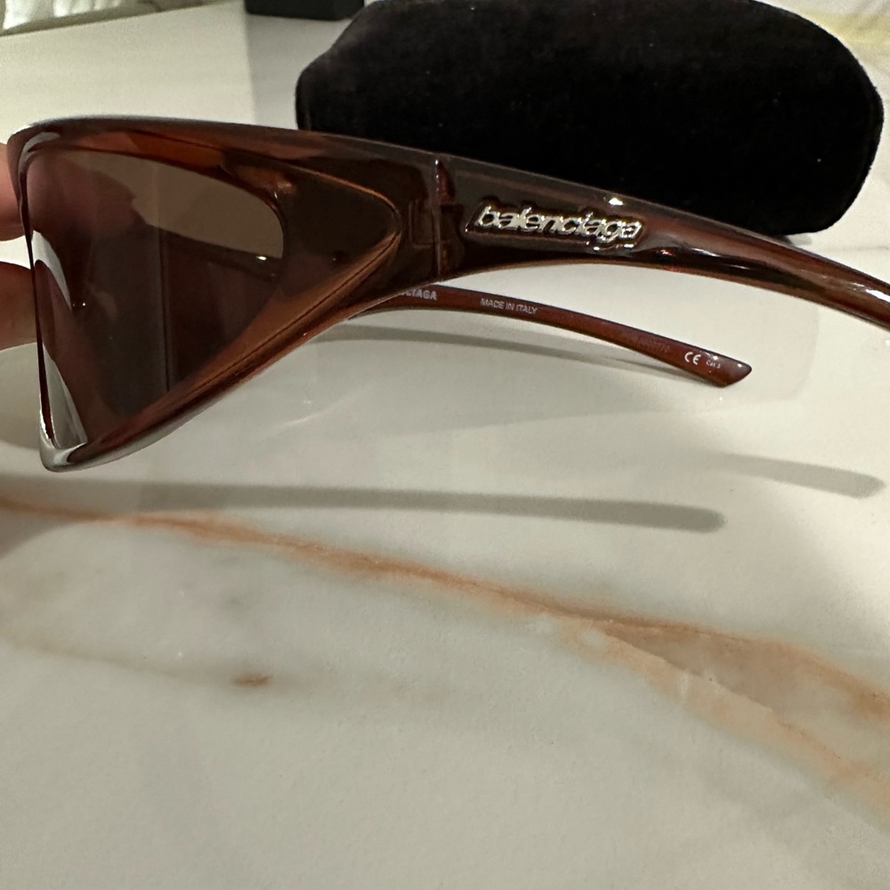 Balenciaga brown wrap around sunglasses